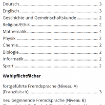 Stundentafel des SGGG