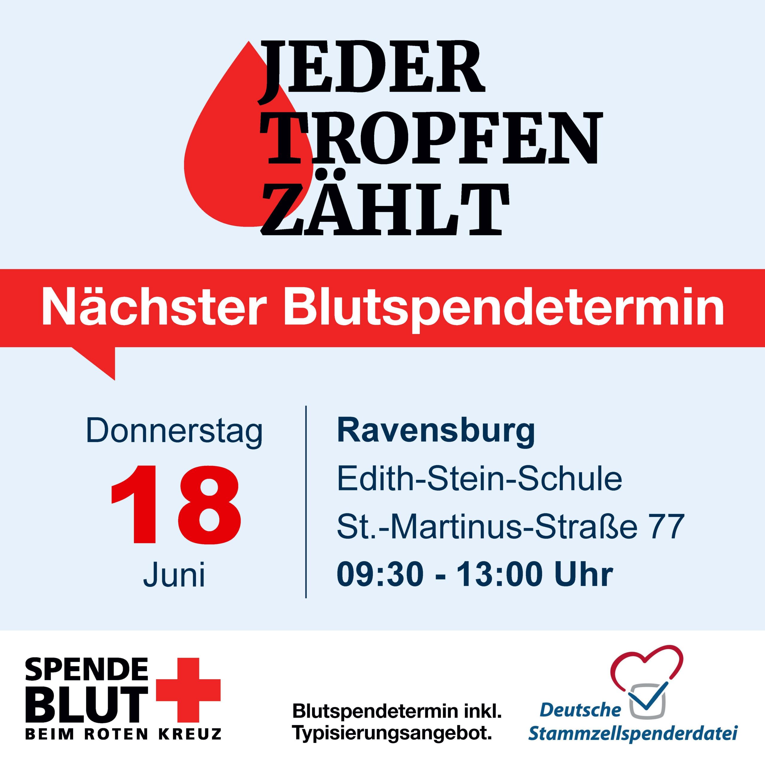 Blutspendeaktion am 18. Juni an der Edith-Stein-Schule Ravensburg
